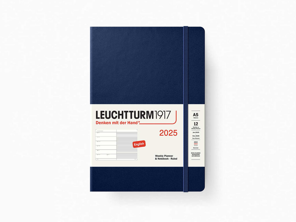 2025 Leuchtturm 1917 Weekly Planner & Notebook - NAVY Hardcover, Ruled Pages