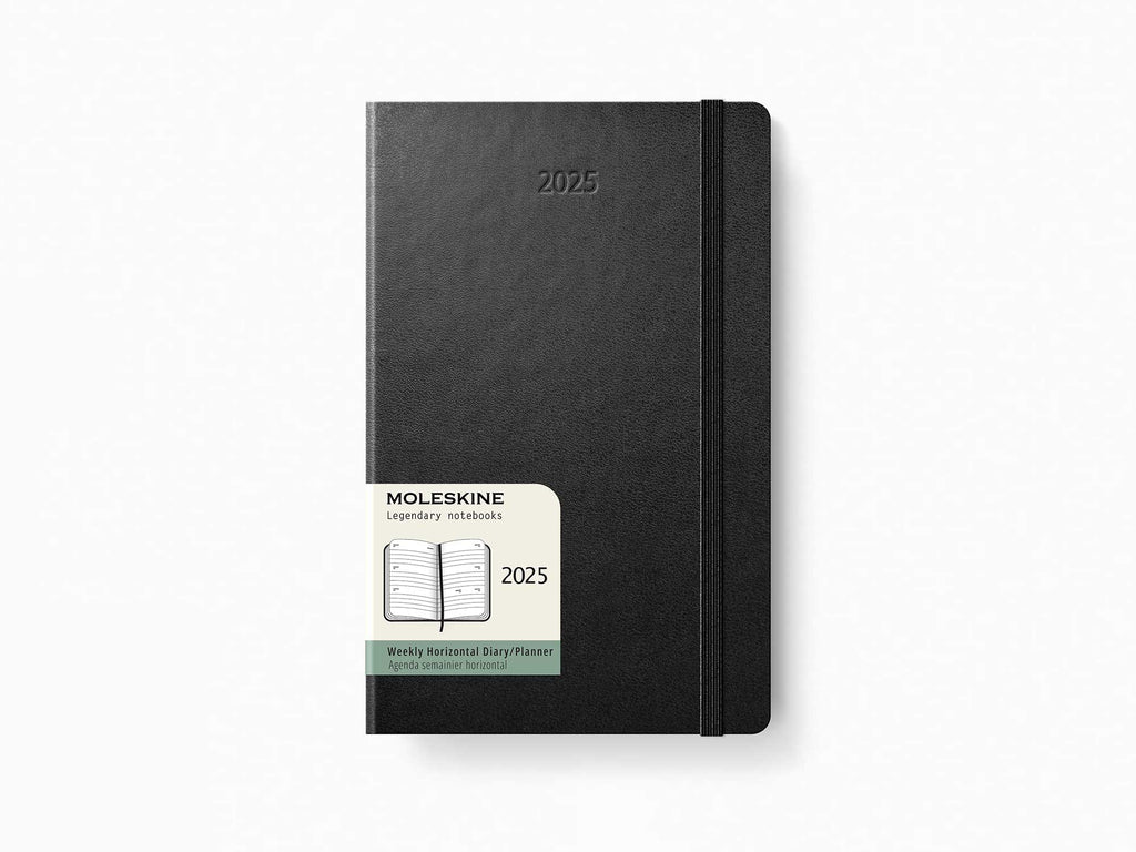 2025 Moleskine 12 Month Weekly Horizontal Planner - BLACK Hardcover