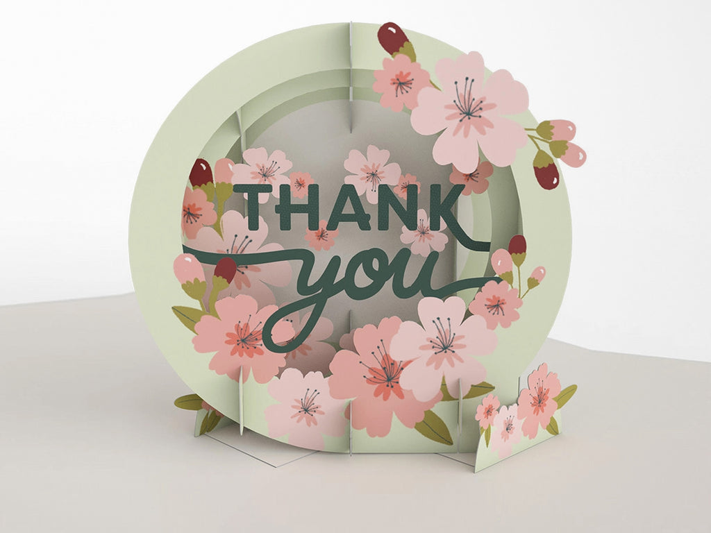 Cherry Blossom Thank You Pop Up Cards Set of 12