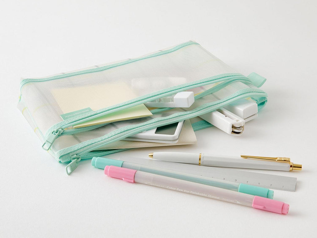 Limited Edition Mesh Pen Pouch - Check Green