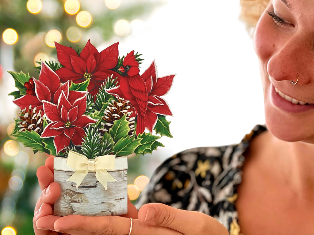 Birch Poinsettia Pop Up Greeting Bouquet - Mini