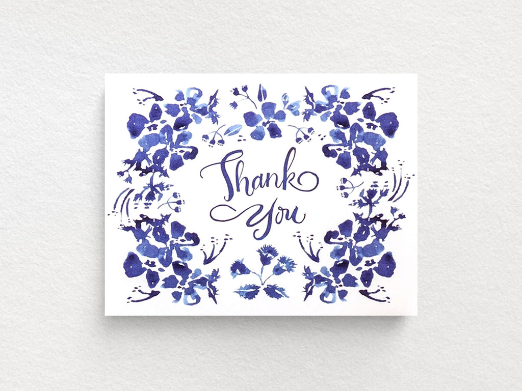 Blue Wildflower Thank You Greeting Cards, Box of 6