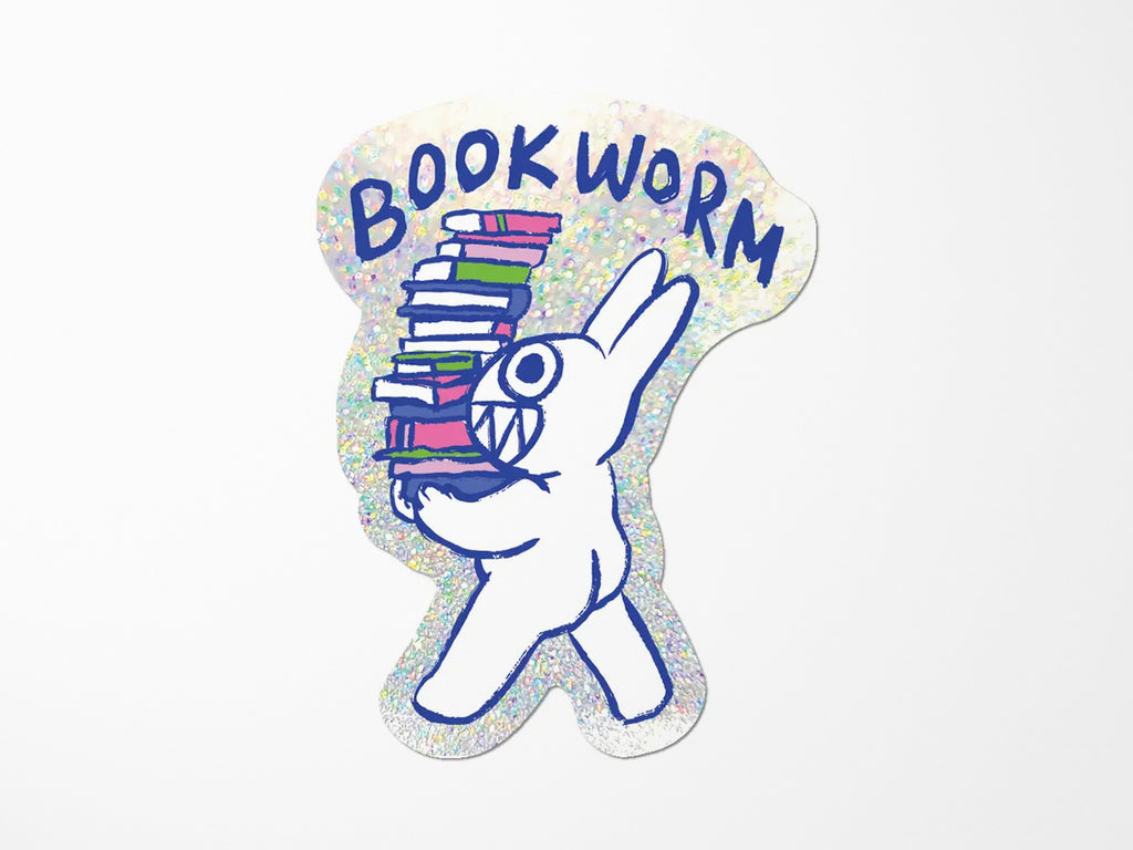 Bookworm Glitter Vinyl Sticker