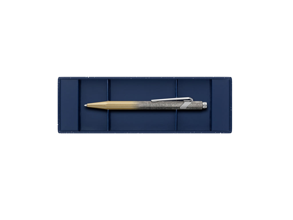 Caran D'Ache Cosmic Blue 849 Ballpoint Pen - Gold