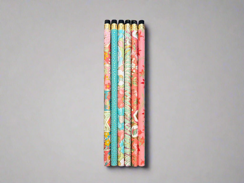 Chiyogami Washi Paper Covered Pencils Set of 6