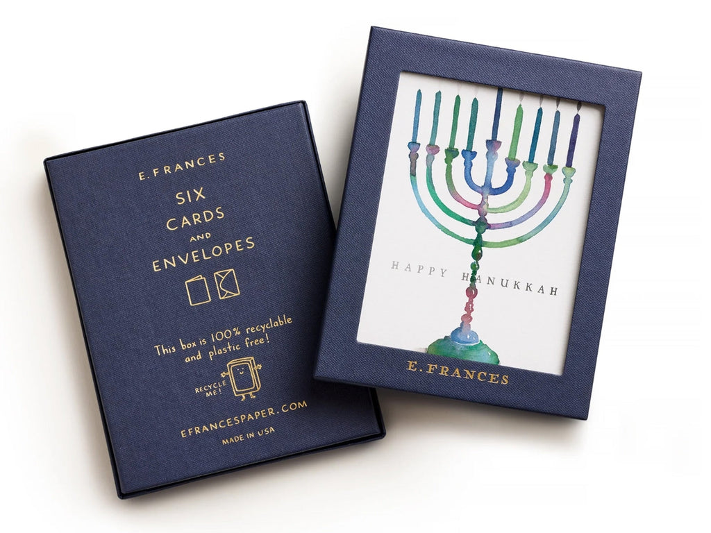 Colorful Hanukkah Menorah Holiday Cards - Set of 6