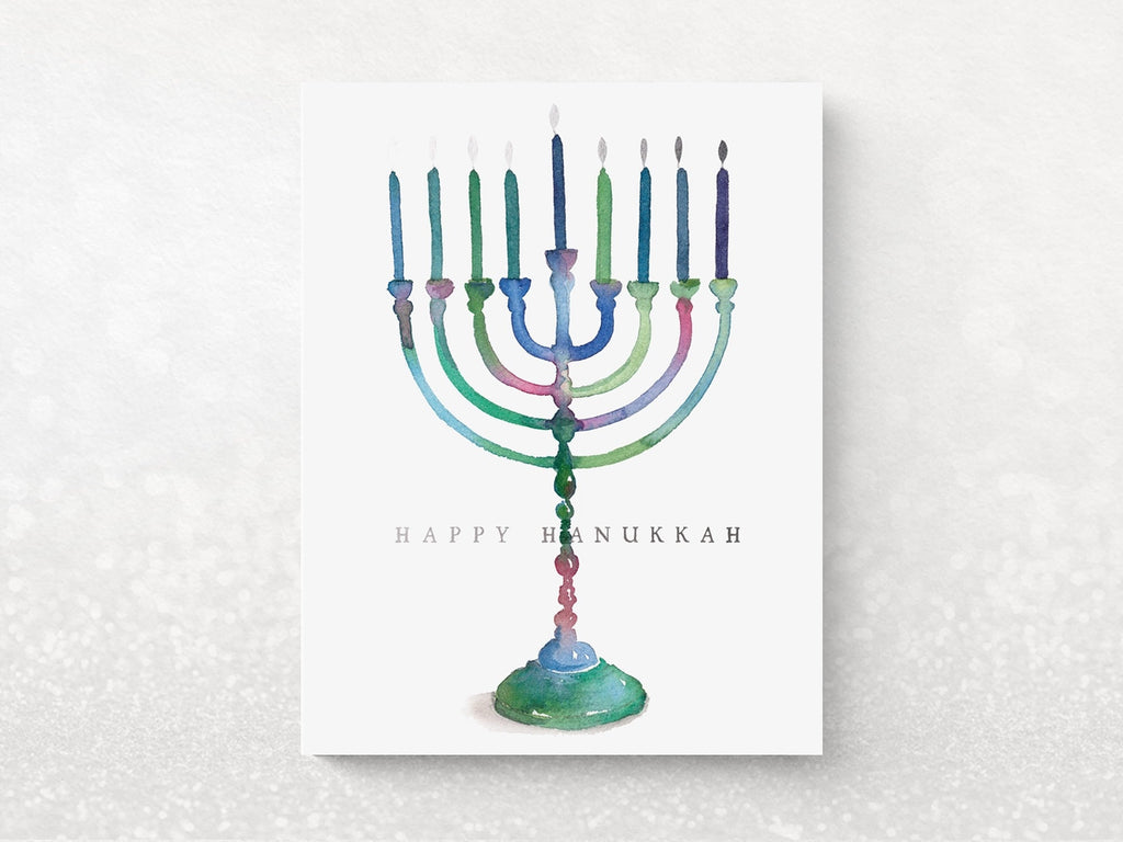 Colorful Hanukkah Menorah Holiday Cards - Set of 6