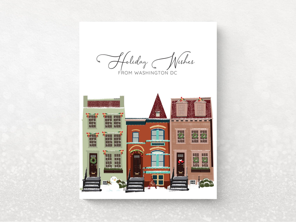 DC Rowhouses Holiday Wishes Greeting Cards - Set of 8