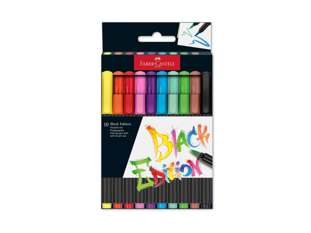 Faber Castell Black Edition Super Soft Brush Pens - 10 Set