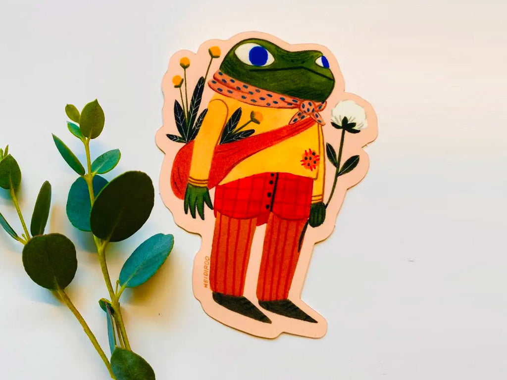 Flower Frog Vinyl Sticker