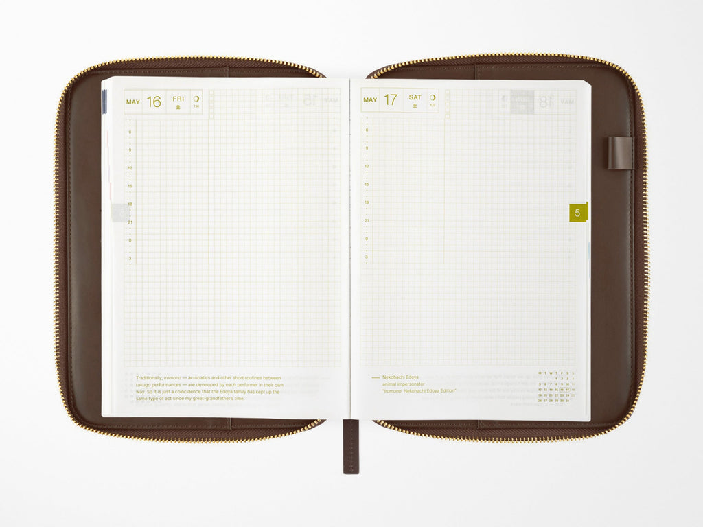 Hobonichi Techo A5 Cousin Cover - Taut Zipped Cafe au Lait Plaid