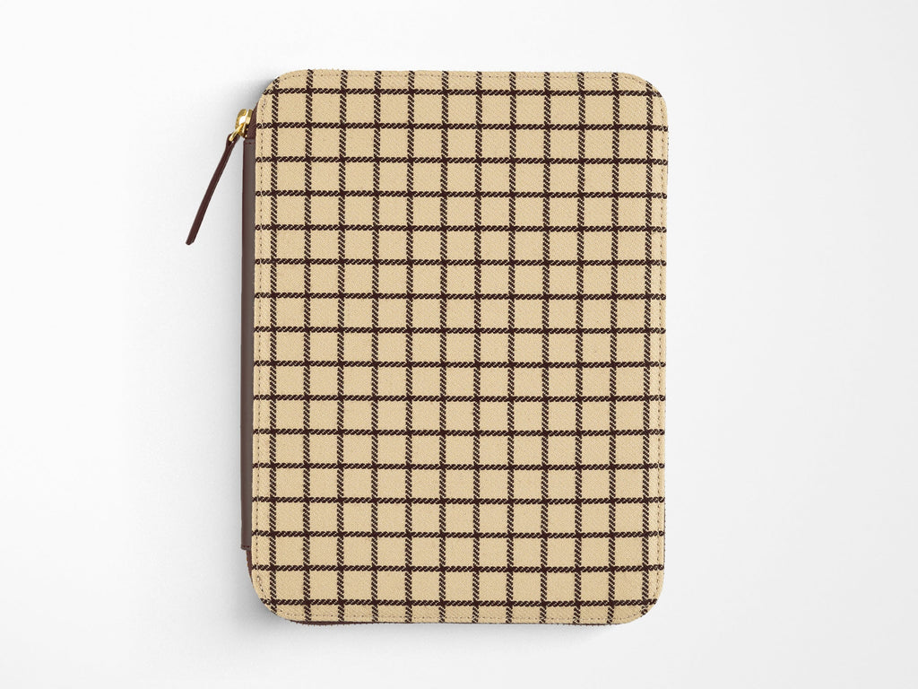 Hobonichi Techo A5 Cousin Cover - Taut Zipped Cafe au Lait Plaid