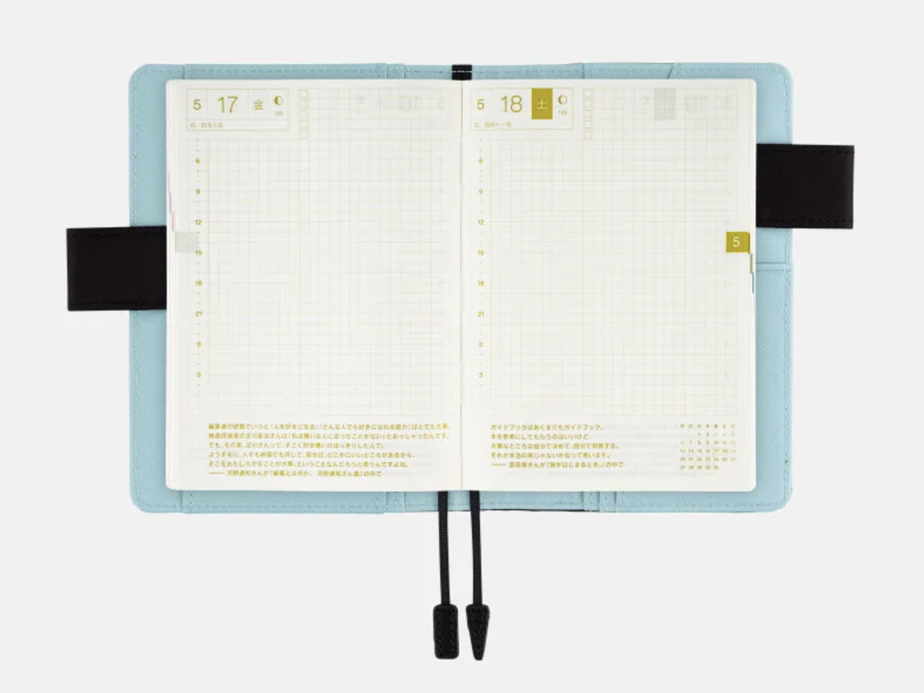 Hobonichi Techo A6 Original Cover - Black x Clear Blue