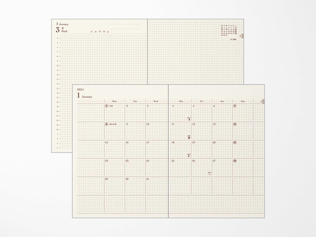 Midori 2025 Hibino Diary Planner - Camel