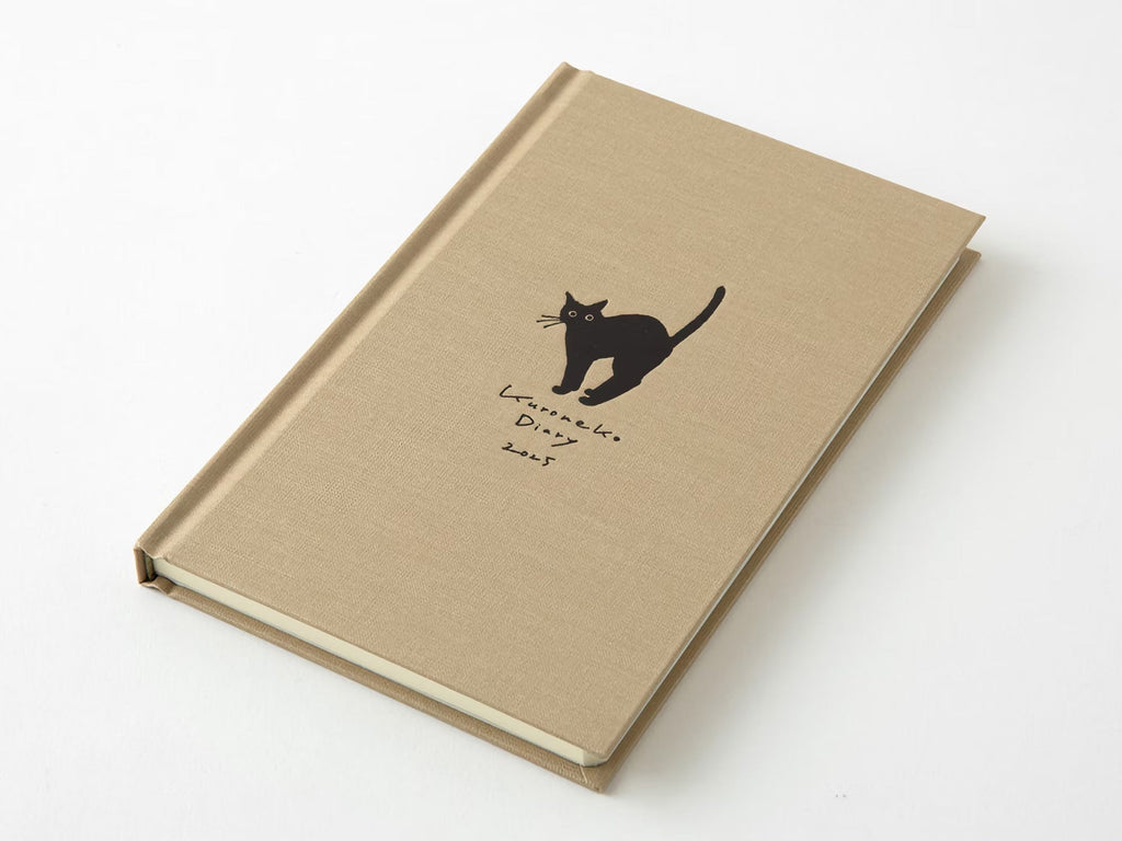 Midori Cloth Bound Book Diary 2025 - Beige Cat