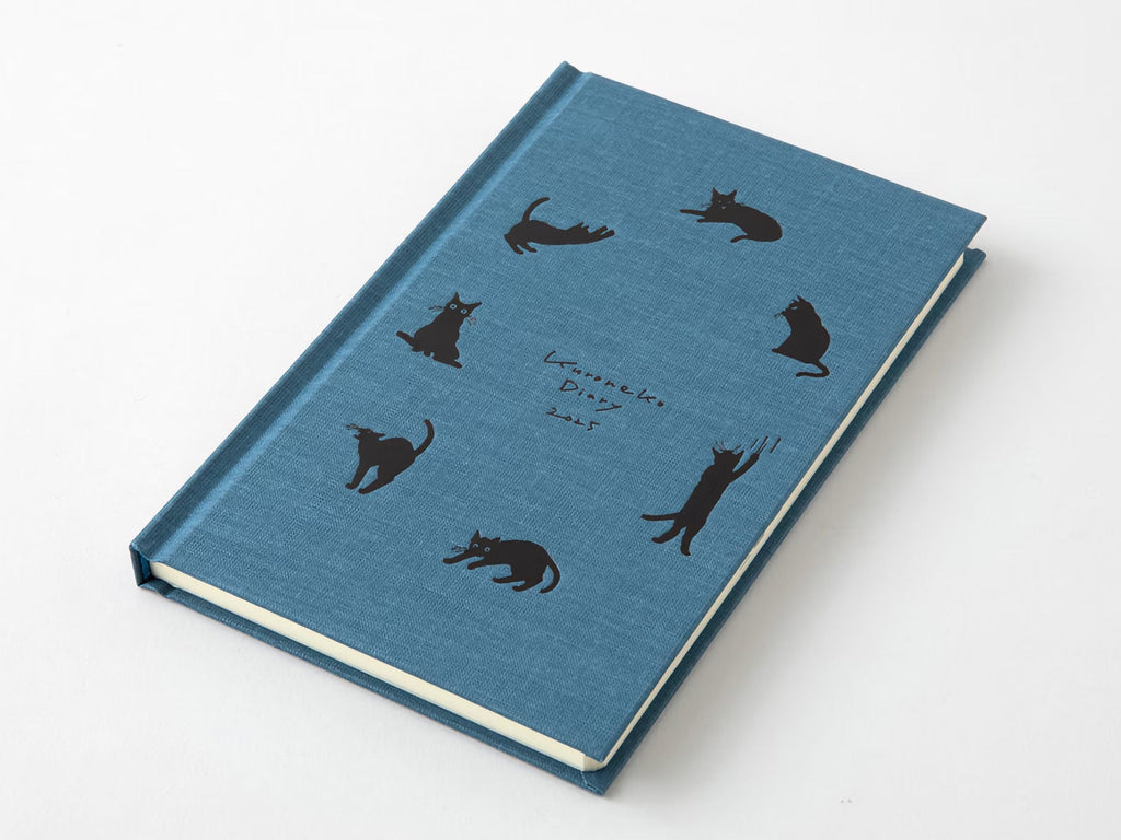 Midori Cloth Bound Book Diary 2025 - Navy Blue Cat