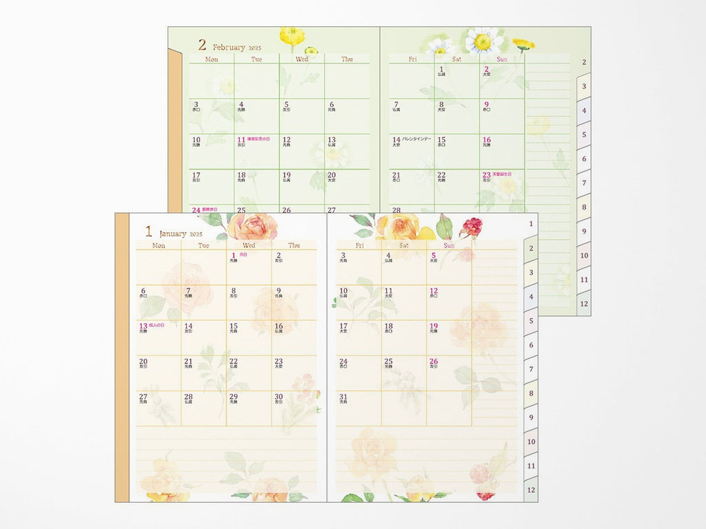 Midori Pocket Diary 2025 A6 - Country Time Flower