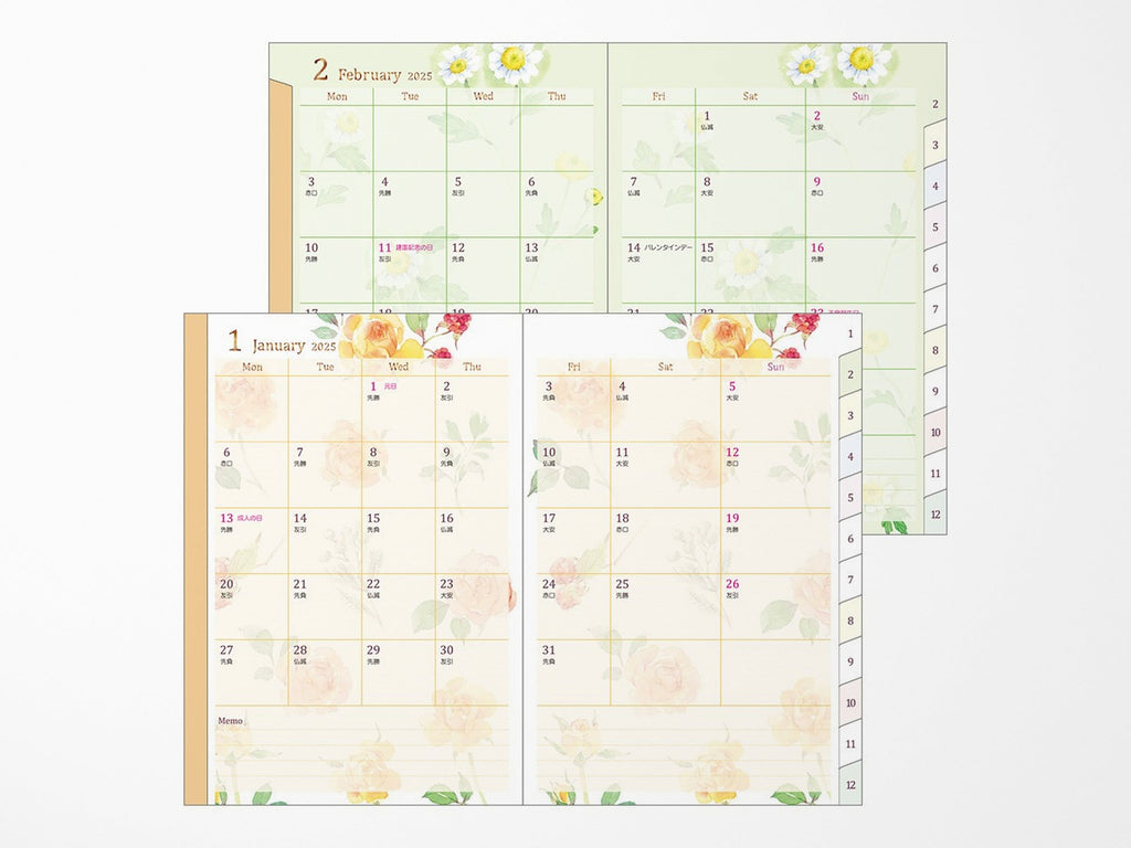 Midori Pocket Diary 2025 B6 - Country Time Flower