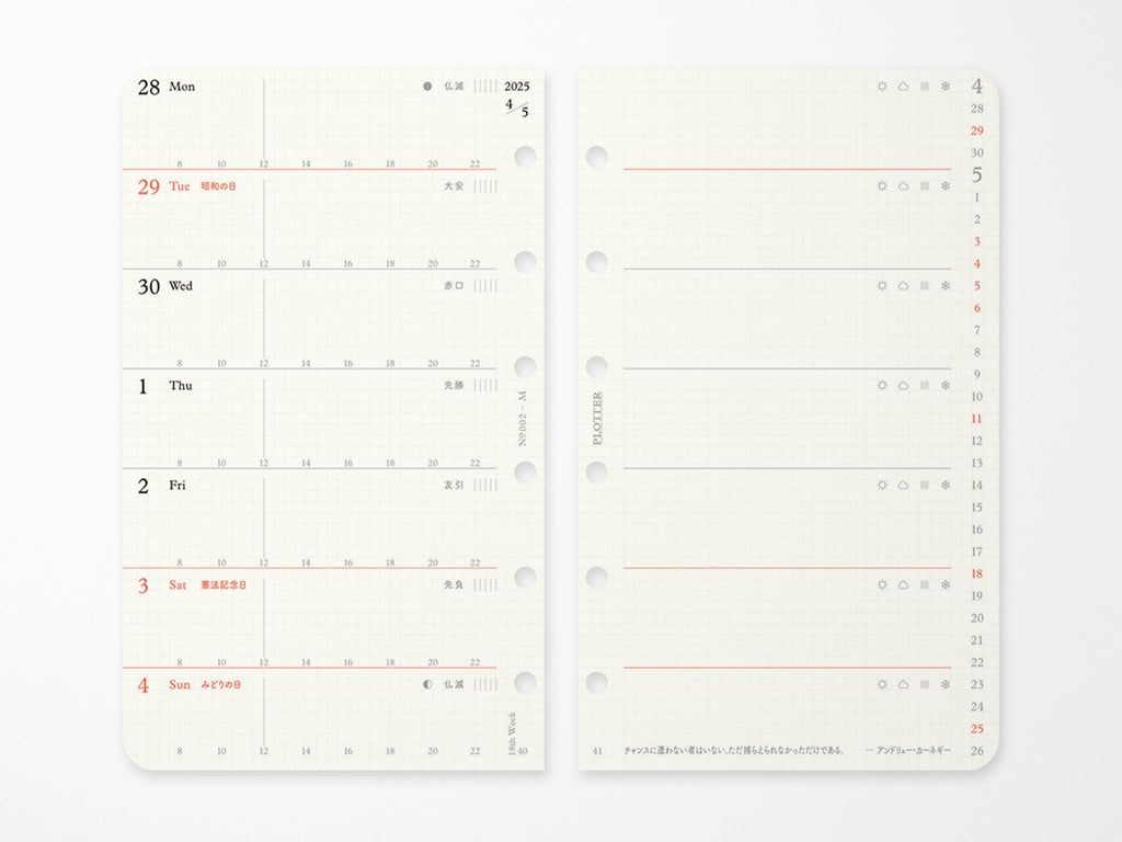 PLOTTER Refill Weekly Schedule 2025 - Mini Size