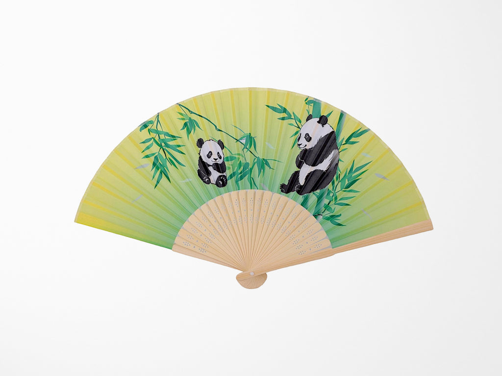 Panda Bamboo Design Paper Folding Fan