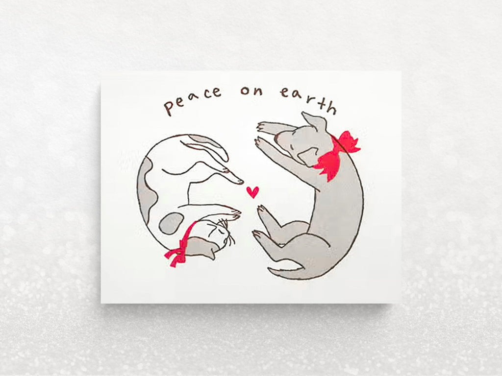 Peace Cat and Dog Holiday Greeting Cards - Set of 8