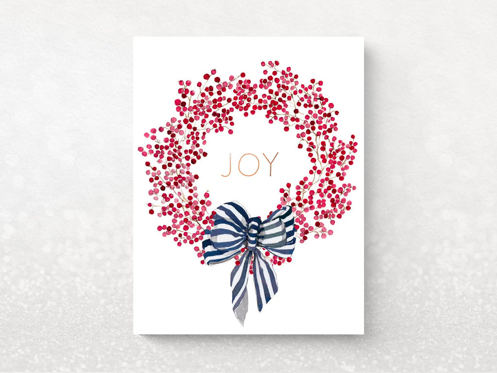 Red Berry Joy Wreath Holiday Cards - Set of 6