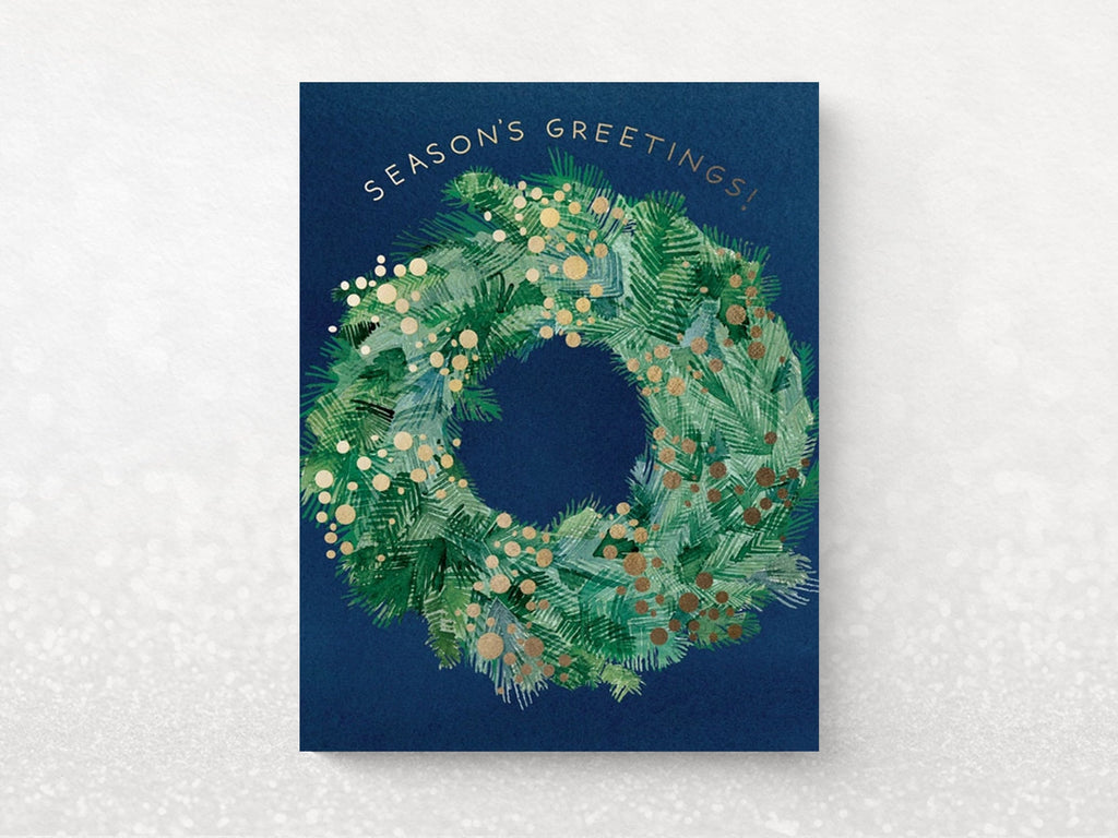 Season's Greens Wreath Holiday Cards - Set of 6