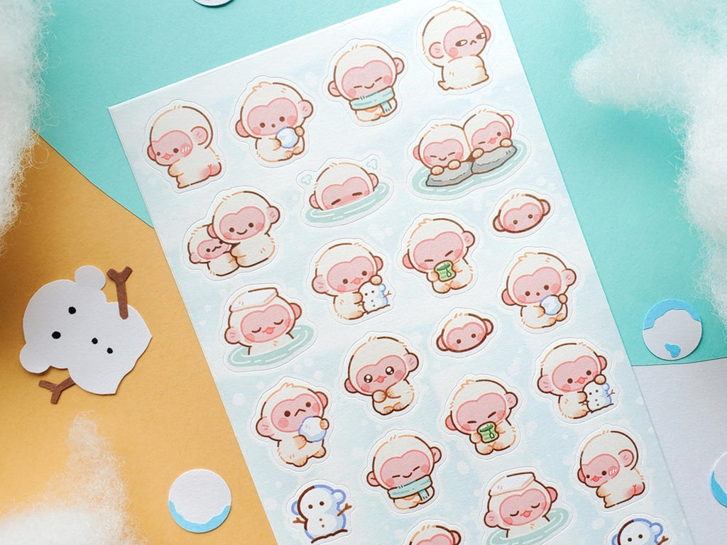 Snow Monkey Onsen Sticker Sheet