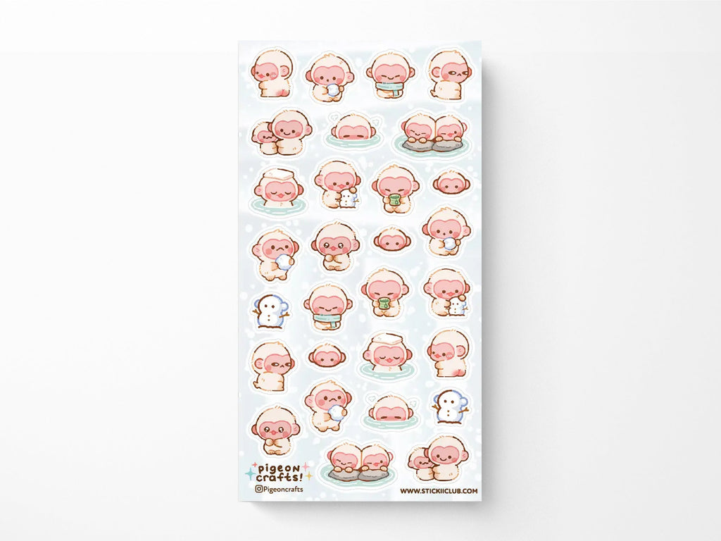 Snow Monkey Onsen Sticker Sheet