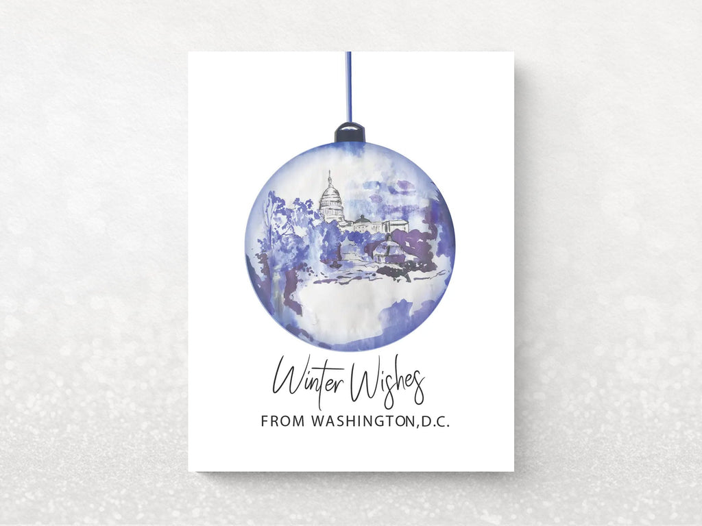 Washington DC Christmas Ornament Holiday Cards - Set of 8