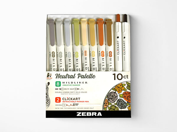 Zebra Pen Neutral Palette Set, Includes 8 Mildliner Highlighters