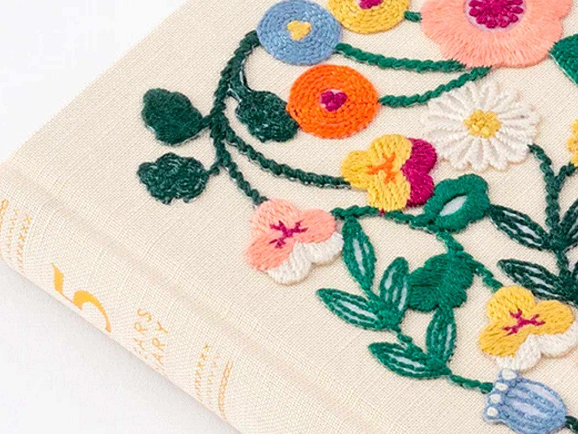 Midori 5 Year Diary - Embroidered - Beige