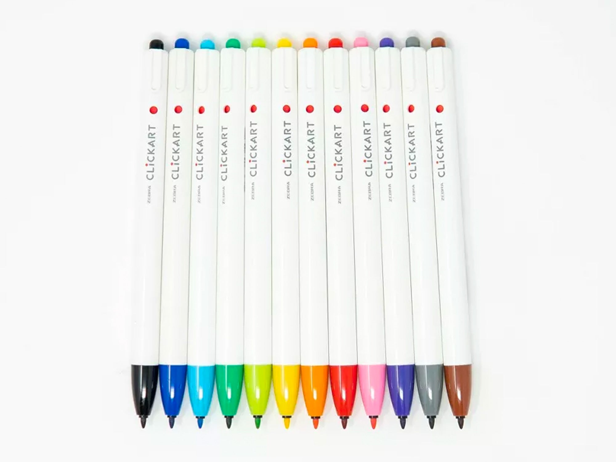 Zebra ClickArt Retractable Marker Pens Set of 12 - Light